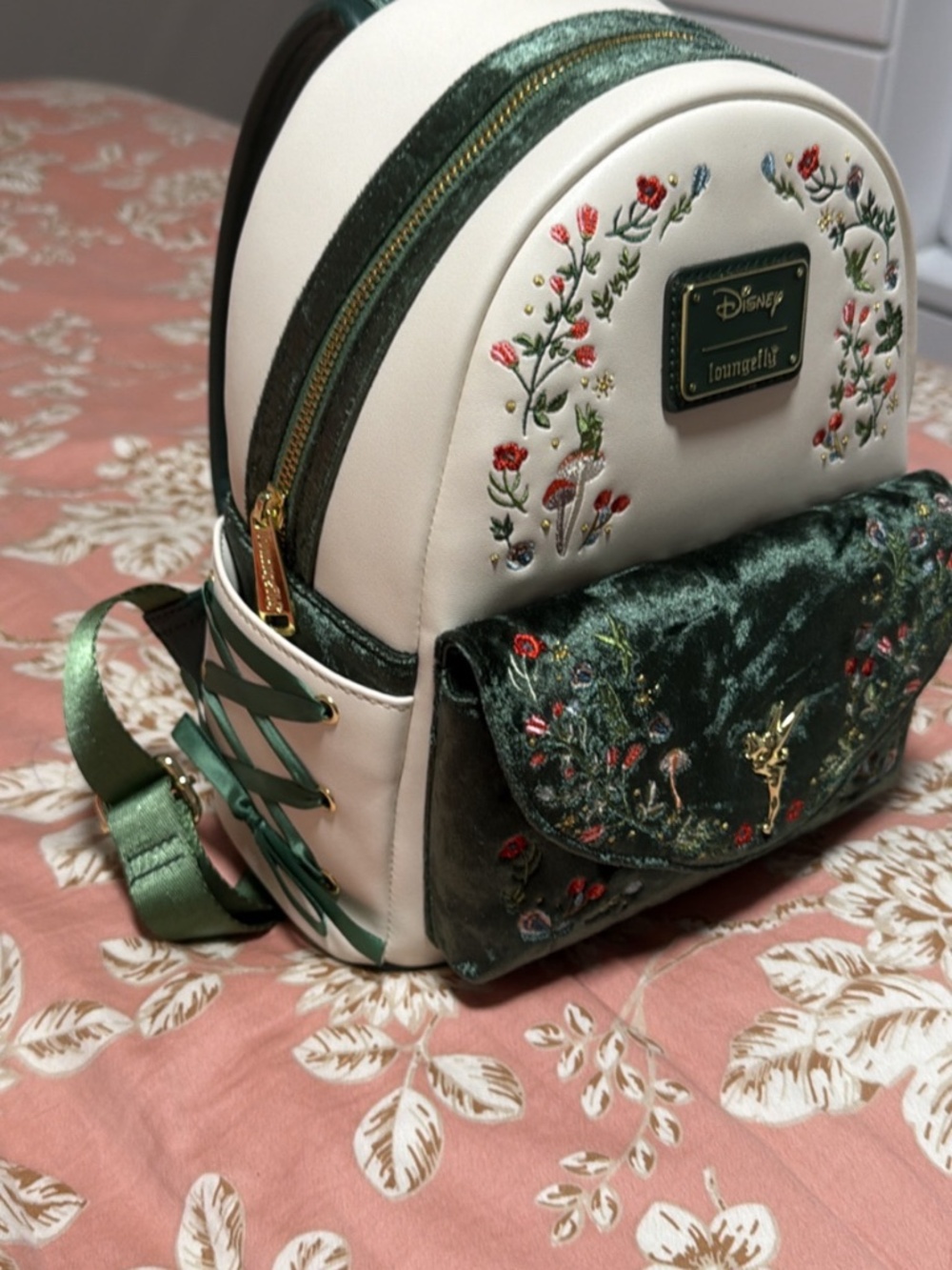 Loungefly Peter Pan Tinker Bell Exclusive Floral Mini Backpack - Picture 2 of 6